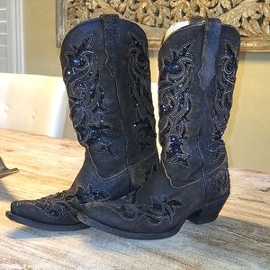 Corral Black and Blue Heeled Boots